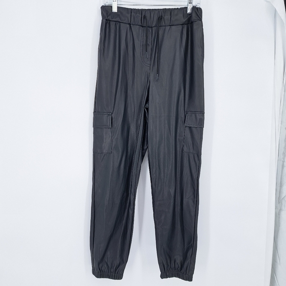 Ci Sono‎ Faux Black Leather Cargo Jogger Pants Size Small NEW - Picture 1 of 11